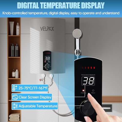 Electric Water Heater,Lage Capacity 50L,With Digital Display,Adjustable Temperature,Accessories,Suitable For Kitchens,Bars,Hairdressing Salons,Offices,Etc. [Round] - 3