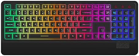 Havit Wired LED Keyboard, Rainbow Backlit Pc Keyboard Ergonomic LED Gaming Keyboards Wrist Relaxation 104 Keys for Workplace PC Desktop Laptop computer Sport Black