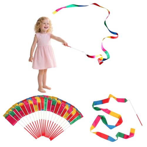 soi-meme Paquete de 20 varitas de baile de cinta para niños, decoraciones de cumpleaños de arco iris, suministros de fiesta de princesa, juegos de fiesta de niñas, bolsas de...