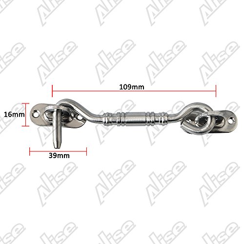 Alise 4 Inch Solid Stainless Steel Hook And Eyes Catch Door Latch Locks For Window Barns Cabin Sliding Double Doors Gates Garage Shed Doors,9.55Mm-Dia,Brushed Finish #TOP1