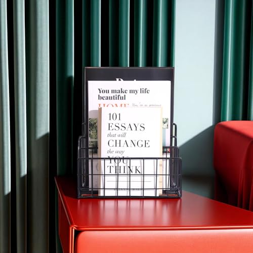 File Folder Organizer for Desktop,3 Section Metal Vertical magazine Stand Holder,Paper tray/Mail countertop/Record/Letter/Book Rack Sorter Holders,Desk organizers and accessories & office supplies - Thumbnail 6