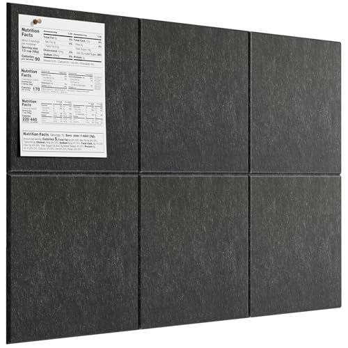 Image of MaxGear Felt Bulletin Board 36 inch x 24 inch, Dark Gray Felt Wall Tiles Push Pins