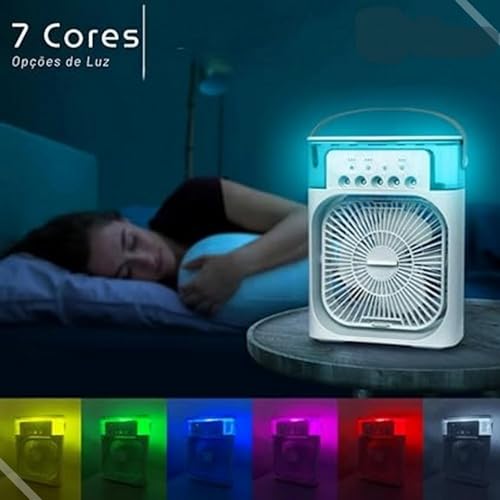 Mini Ar Condicionado Portátil Climatizador Umidificador Ar Frio 7 Cores 3 Velocidades Pode Colocar G
