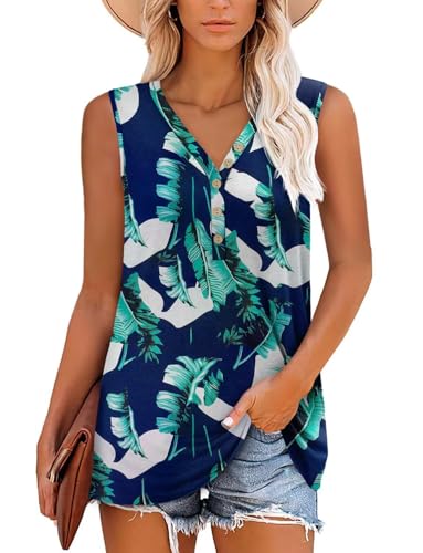 KISSMODA Womens Boho Tops for Summer Sleeveless Tanks Loose Fit Casual Blouse Daily Shirts for Leggings (S-3XL)