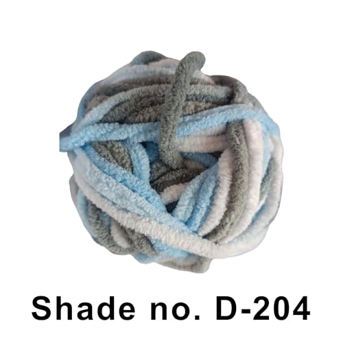 Image of VCR Sky Tri-Color, 100 Grams Hank, 60 Meters Length, Premium Polyester Ball for Crochet and Knitting, Pack of 1 Yarn, Soft and Bulky Fur Suitable for DIY