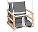 Kinderschaukel Babyschaukel Holz Babywippe Zimmerschaukel Indoor Baby Schaukel Stoff Babysitz Baby Schaukel zum Aufhängen 4 in 1 (Natural / Grau)
