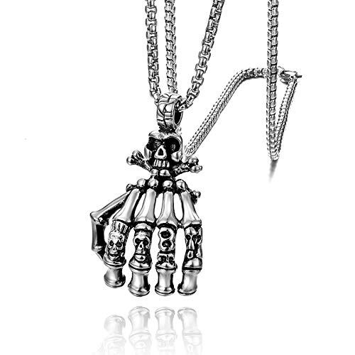 THE MEN THING SKELEHAND - Alloy Pendant with Pure Stainless Steel 24inch Chain for Men, American trending Style - Round Box Chain for Men & Boy (B0B5TKMHPR) Amazon Price History, Amazon Price Tracker
