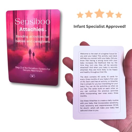 Image of Attachies Activity Cards for Babies 0-12 Months - Social Emotional Development, Bonding & Sensory Stimulation, Safe & Durable, Portable for Interactive Play