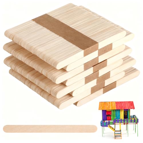 400 palitos de madera – palos madera manualidades versátiles para bricolaje, proyectos creativos y manualidades, 114 mm x 10 mm x 2 mm