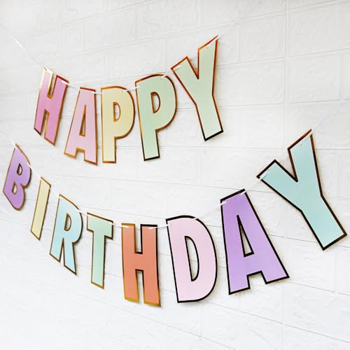 Image of Happy Birthday Banner Birthday Party Supplies Garland Decorations Birthday Signs Nursery Hanging Decor (Macaroon)
