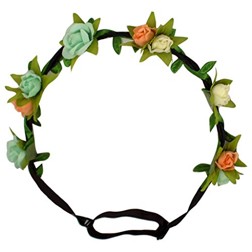 Serre-tête à halo de fleurs Mia menthe crème boutons de rose pêche pour accessoire cheveux femme