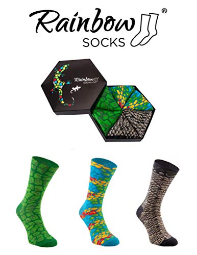 Rainbow Socks - Men Women Novelty Reptile Socks Box Gift - 3 Pairs2