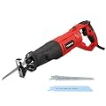 TEENO - Scie sabre, 850 W, avec câble, poignée pivotante (gauche et droite 90º), gâchette de vitesse variable, 2 lames (bois 6T HCS, métal 14T BIM), LED