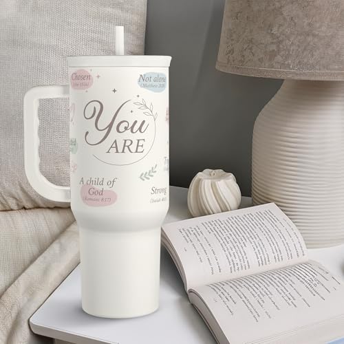 Image of SANDJEST Christian Gift for Women - Inspiration Insulated Stainless Steel Tumbler with Handle and Straw - Religious Gifts for Birthday Christmas, 40oz