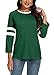 Womens 3/4 Sleeve Fashion Crewneck Tops Color Block Blouse Casual Loose Comfy Shirt