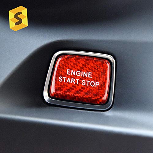 Carbon Fiber Engine Start/Stop Button Cover For Chevy Corvette C7 (2014-2019) & Camaro (2016-2020) - Red