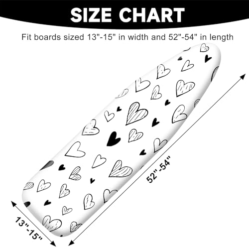 Image of Quick Install Ironing Board Cover 15 inch x 54 inch Ironing Board Cover with Nose Strap Pocket and Elastic Sides Anti-Slip and Heat-Resistant Stylish Home Ironing Board