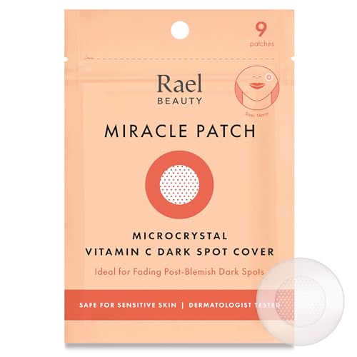 Rael Pimple Patches, Miracle Microcrystal Vitamin C Dark Spot Cover - Korean Skincare, Post Acne Mark Remover Correcting Treatment, w/ Glutathione, Niacinamide, Hydrocolloid, Vegan (9 Count)