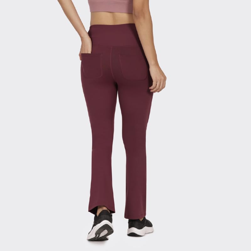 Image of Blissclub Ultimate Flare Pants for Women Above 5'5 ft Tall | Ribbed Waistband, 4 Pockets | High Waist Trousers and Formal Pants for Office wear