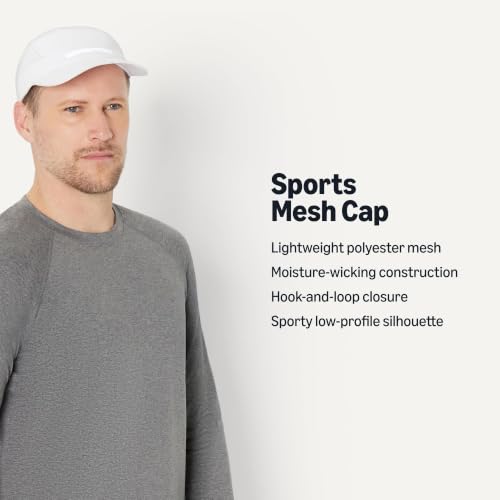 Amazon Essentials Men's Adjustable Moisture-Wicking Sports Mesh Baseball Cap, White, One Size - image 2
