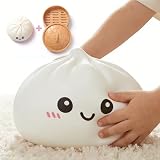 WEDNOK 15cm dumpling squishy xl mit Steamer – Squishy Dumpling als Stressball, Weiß Bao buns Anti-Stress Geschenk für Kinder & Erwachsene zu Geburtstag, Weihnachten