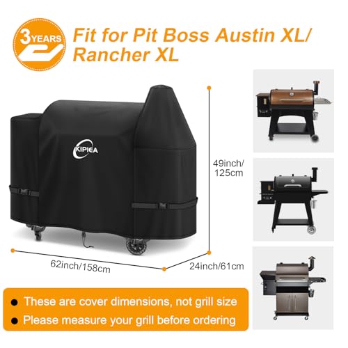 Image of Kipiea 600D Pellet Grill Cover for Pit Boss Austin XL & Rancher XL, Waterproof BBQ Smoker Cover, UV Resistant, No Tear, No Fading