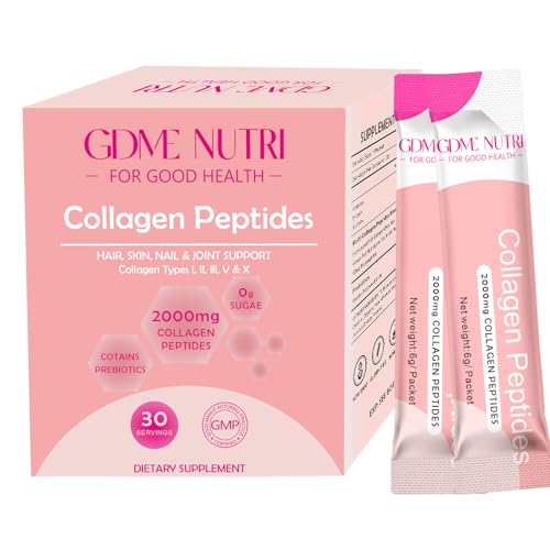 Multi Collagen Peptides Powder for Women and Men - Type I, II, III, V, X - Hydrolyzed Collagen Peptides, Supports Skin Hair Nail & Joint, Grass-Fed, Non-GMO, 30 Packets