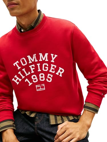 Tommy Hilfiger Herren Sweatshirt Archive mit Rundhalsausschnitt, Rot (Medium Red), S – Ansicht 4