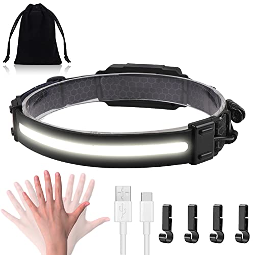Kqpoinw Linterna Frontal Led, Linterna Cabeza Usb Recargable 5 Modos De Luz Ajustables Y DeteccióN De Movimiento Por Luz, Linterna Impermeable Ipx4, Para Acampar, Pescar, Trabajar Y Hacer Senderismo Cover