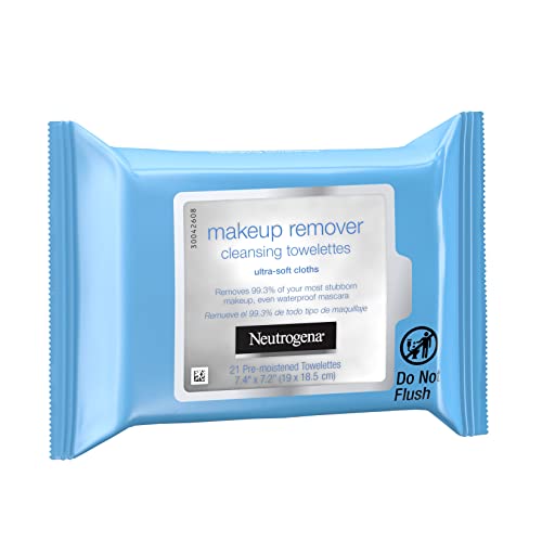 Neutrogena Makeup Remover Cleansing Facial Towelettes, Daily Gentle Face Wipes To Remove Oil, Dirt, & 99.3% Of Makeup, Safe For Sensitive Eyes, Alcohol Free Wipes In Resealable Pack, 21 Ct (Pack Of 3) #TOP6