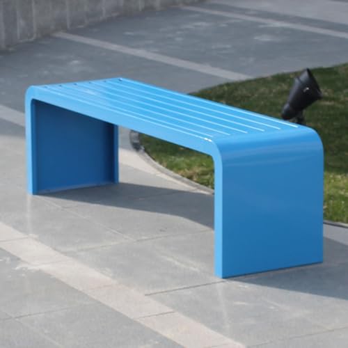 Banco de jardín de Hierro sin Respaldo, Resistente a la Intemperie, de 99 cm (39,4 Pulgadas), Asiento Exterior Colorido para Parques y porches, Ideal para áreas de Juego Infantiles y Jardine