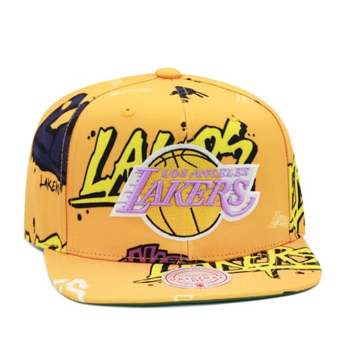 Mitchell & Ness NBA - Adhesivo para gorra, diseño de Los Angeles Lakers amarillo, amarillo, Talla única