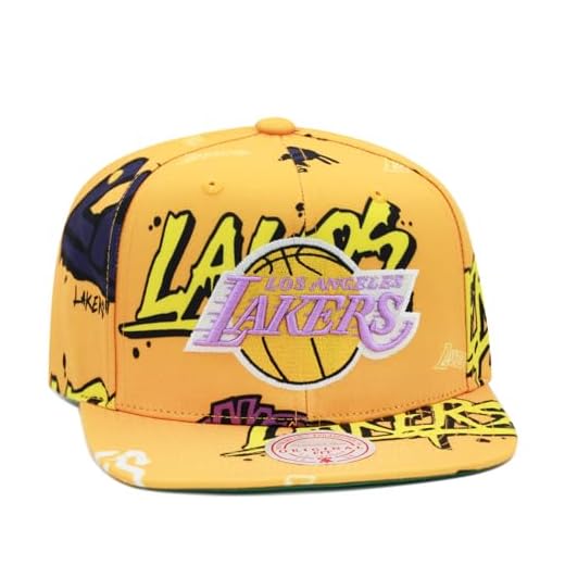 Mitchell & Ness NBA Lot d'autocollants Snapback Casquette Los Angeles Lakers Jaune, jaune, taille unique