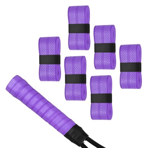 M METERXITY 6-Pack Golf Grip Wrapping Tapes PU Tennis Overgrip Grip Tapes Anti-Slip Sweat Absorbent for Golf/Racquetball/Badminton/Squash/Baseball Bat Handle Light Purple