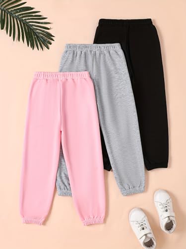 Girls Sweatpants - 3 Pack Teen Girls' Athletic High Waisted Joggers Pants with Pockets Multicoloured 4-14Y2