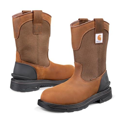 Image of Carhartt Men's Ironwood WP 11 inch Soft Toe Wellington | Waterproof Work Boots, 11-Inch Wellingtons, Oil-Tanned Leather with EH & Slip-Resistant Outsoles, Fastdry Lining