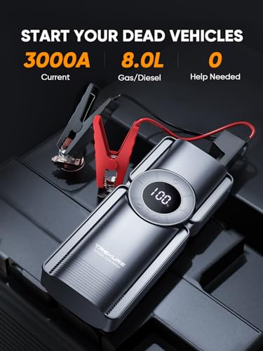 Trekure BETA01 Portable Car Jump Starter With Air Compressor, Trekure 150Psi 3000A Car Battery Jump Starter Battery Pack thumb #1