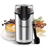 NWOUIIAY Kaffeemühle 300W Kaffeemühle Elektrisch und Gewürzkapazität bis zu 80 g Kaffeebohnen Klingen aus rostfreiem Stahl 304 für Kaffeebohnen Nüsse Gewürze Körner