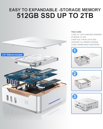 Kamrui GK3PLUS-16GB RAM 512GB SSD-N95 Gk3Plus Mini Pc, 16Gb Ram 512Gb M.2 Ssd,12Th Gen Alder Lake N95 (Up To 3.4Ghz) Micro Pc, 2.5''Ssd, Gigabit Ethernet, 4K Uhd, Wifi, Bt, Vesa/Home/Business Mini Desktop Computer thumb #1