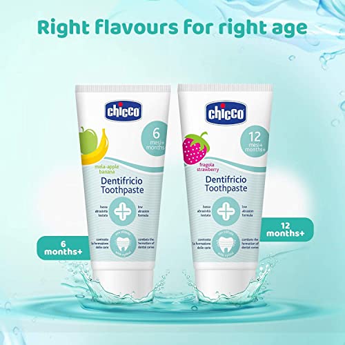 Image of Chicco Toothpaste, Strawberry Flavour for 12m+ Baby, Fluoride-free, Preservative-free,Cavity Protection (50 millilitre)
