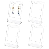 FINGERINSPIRE 4 Packs 2 Trous Stands d'oreille avec Un Cadre intérieur découpé rectangulaire, des poteaux d'oreille de Bijoux en L clairs en L/Boucle d'oreille Pendants avec Film (9x14x4.25 cm)