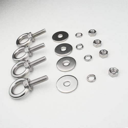 Image of M8 Stainless Steel Eye Bolts with Nuts 4 Pack, 5 /16 inch x 1 inch Lifting Ring Eye Bolt for Tire Swing Boat (Metric M6 - M14 x 1 2 4 6 inch Available), Threaded Shoulder Eyebolts Hang Tie Down Outdoor