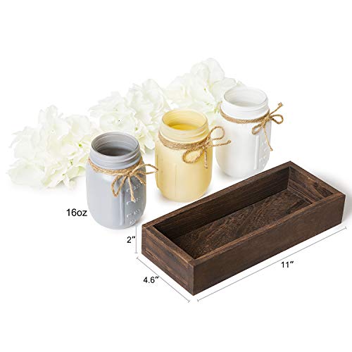 Dahey Decorative Mason Jar Centerpiece Wood Tray With Artificial Flowers Rustic Country Farmhouse Decor For Herb Plants Home Coffee Table Dining Room Living Room Kitchen Garden #TOP4