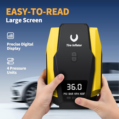 Powools Tire Inflator Portable Air Compressor - Air Pump For Car Tires - 12V Dc Compact Tire Pump With Auto Shutoff Function thumb #4