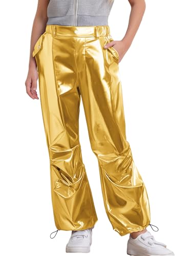 Pantalon hip hop fille fluide et brillant à jambes larges pour le gala