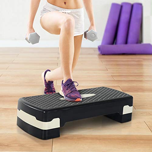 kiraro polypropylene adjustable home gym exercise fitness stepper for exercise aerobics stepper with height adjustments| max weight 200kg (grey black)