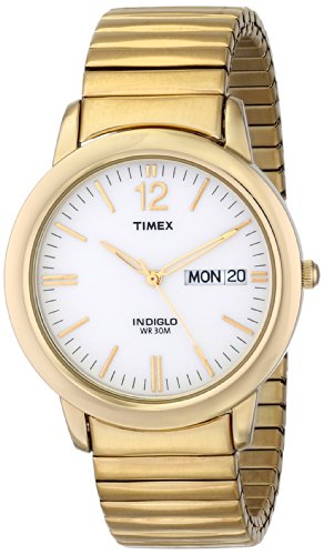 Timex Men's T21942 Chambers Street Gold-Tone Stainless Steel Expansion Band Watch