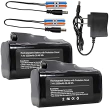 KBT 7.4V 5200mAh Rechargeable Li-ion Battery, Replacement Battery Pack with DC5521 Connector, Charger for 7.4V Devices RC Car, Boat, Robot, DIY, LED Light Strip, CCTV Camera