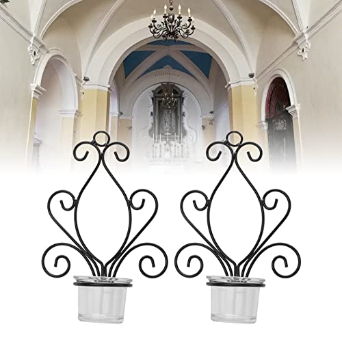 Wrought Iron Candle Holder, Wall Mounted Candle Holder Wall Sconce European Style Swirl Iron Art Pattern 2 Set With Tray For Bedroom For Living Room #TOP1