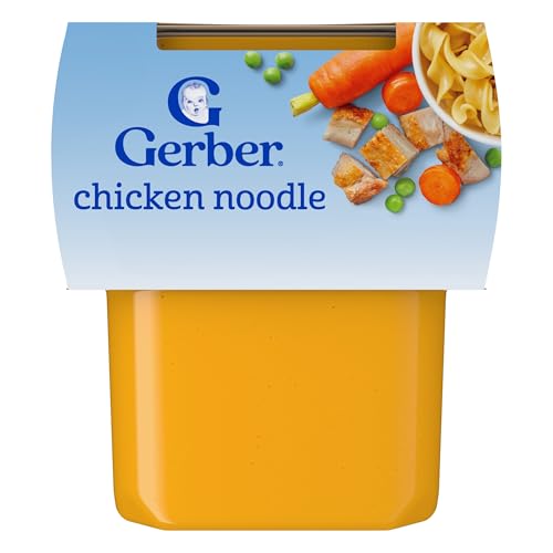 Gerber Baby Food 2nd Foods, Dinner, Chicken Noodle Puree, 4 Ounce Tubs, 2-Pack